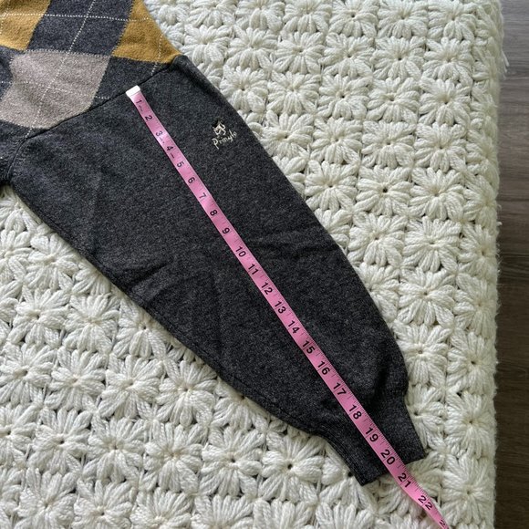 Pringle of Scotland Vintage Men's100% Lamb’s Wool Gray Argyle Sweater Large - Picture 12 of 12